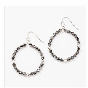 Elegant Black Crystals Beaded Hoop Earrings